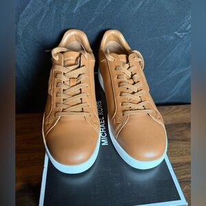 Michael‎ Kors Keating Lace Up Leather Men's Luggage Brown Sneakers, size 10